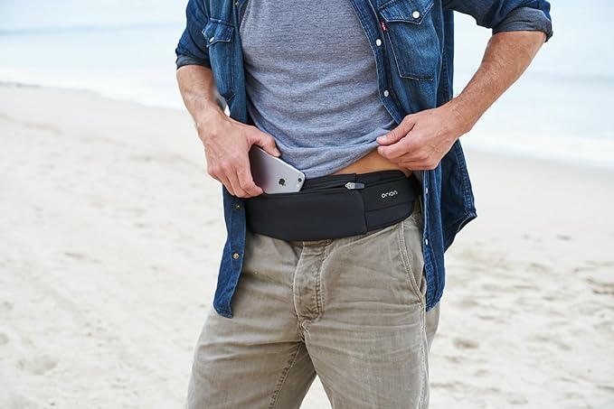 The Belt of Orion Slim Running Belt for Men & Women – No-Bounce Waist Pack with 3 Zippered Pockets, Adjustable Phone & Money Belt for Running, Workouts, Hiking (9” × 3.5”)