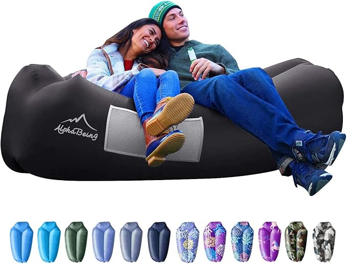 AlphaBeing Inflatable Lounger Beach Chair Accessories, Air Sofa Hammock Inflatable Couch for Camping Backyard Lakeside with Compression Sacks, Ideal Outdoor Gifts for Adults