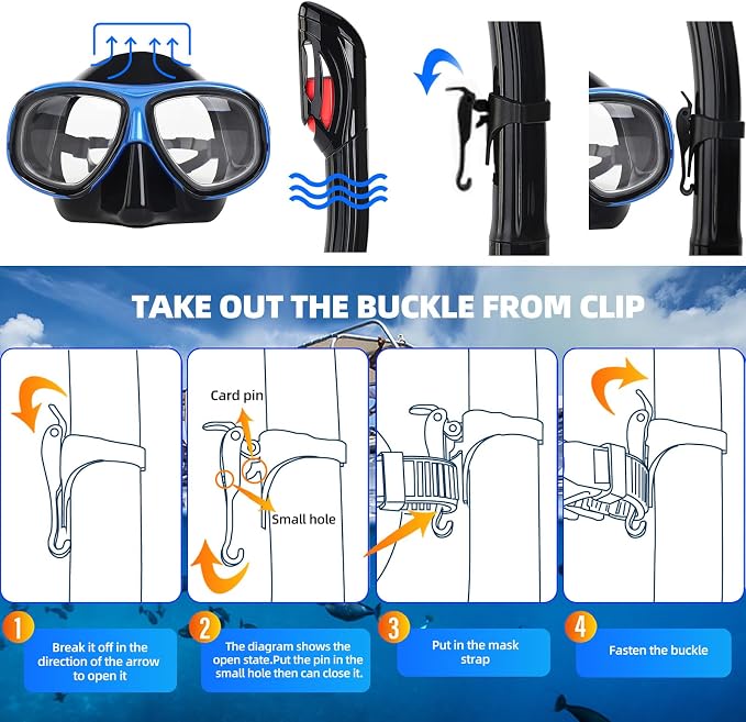 Snorkeling Gear for Adults Youth, Nearsighted Anti-Fog Diving Mask & Silicone Dry Snorkel for Scuba Diving Spearfishing Freediving