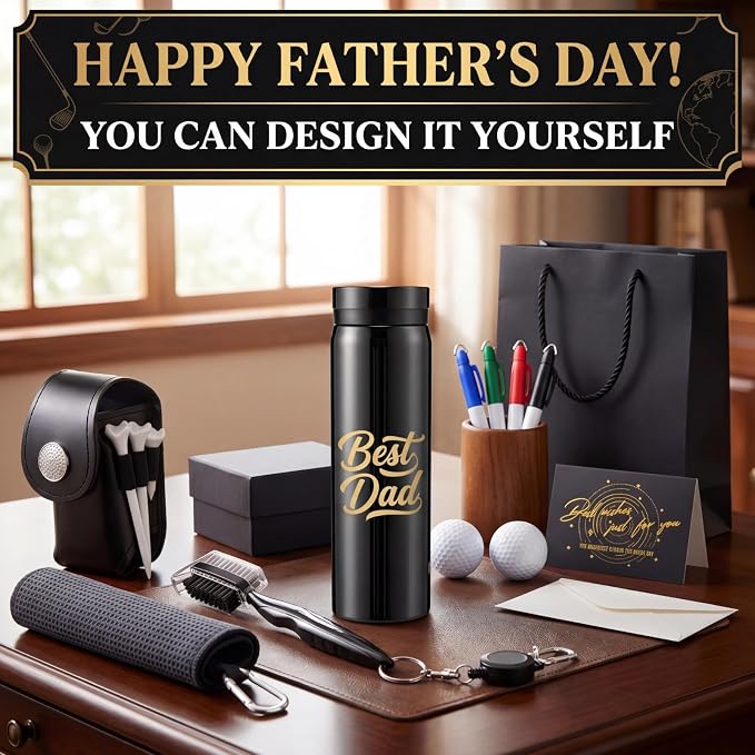 22 Pcs Golf Accessories Kit Cleaning Kit Include Golf Ball Bag Tumbler, Balls Tees Marker Pens, Cleaner Brush, Towel and Gift Box Set for Man Father's Day Birthday Gifts