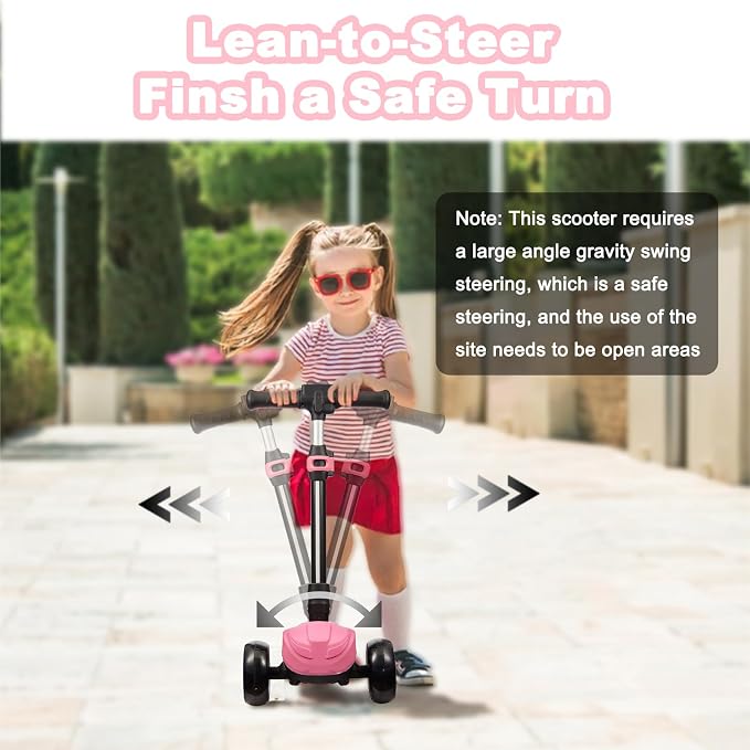 3 Wheel Electric Scooter for Kids Ages 3+, LCD Display, Colorful Lights, Reliable Thumb Throttle, 3 Adjustable Height, 5Mph Safe Speed and Long Range, Foldable Kids Electric Scooter