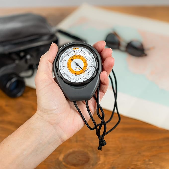 Sun Company Altimeter 203 - Battery-Free Altimeter and Barometer | Weather-Trend Indicator with Rugged ABS Case and Lanyard | Reads Altitude from 0 to 15,000 Feet