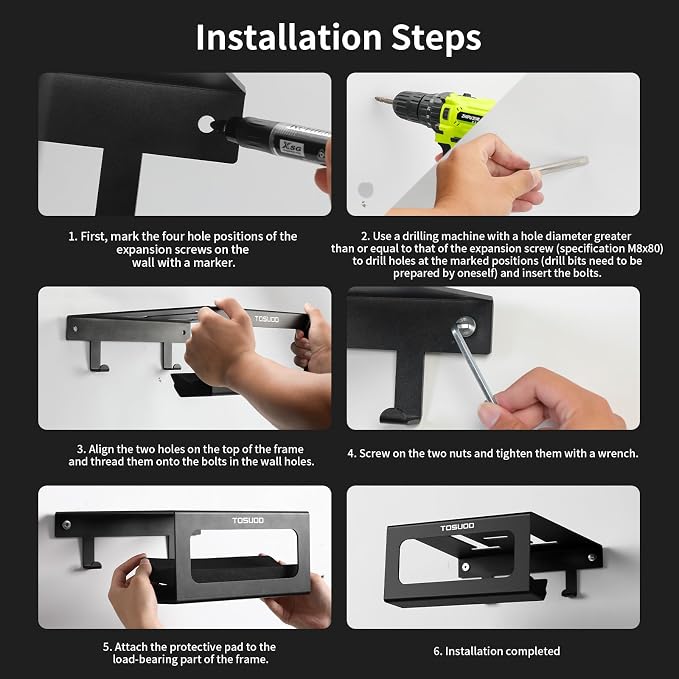 Heavy Duty Bike Wall Mount Rack - 15kg (33lbs) Capacity for Garage & Indoor | with Shelf & Hooks for Helmet, Shoes, Pump | Fits Mountain & Road Bicycles
