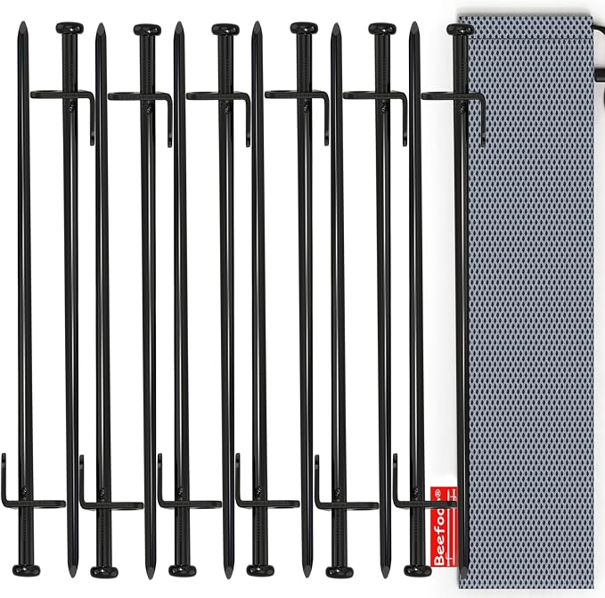 Heavy Duty Steel Tent Stakes - Tarp Pegs Camping Stakes for Outdoor Camping Canopy and tarp, 12 inch 8/10/12PC Pack
