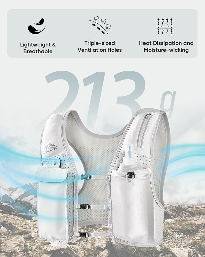 Zelvot Running Vest for Women Men, Adjustable Running Phone Holder Vest, USA Original Patent, Running Hydration Vest with 500ml Soft Flask, Reflective Running Backpack for Hiking Cycling