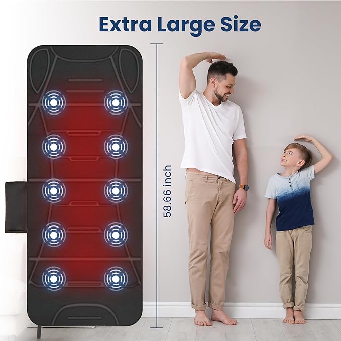 COMFIER Full Body Massage Mat with Heat, Back Massager with 10 Vibration Motors, 4 Heating Zones, Foldable Relaxation Pad for 3 Adjustable Intensity– Vibration Massage Only, Gift for Men Women
