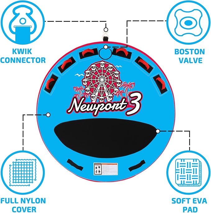 Swonder Towable Tubes for Boating, 65’’ & 75’’ Boat Tubes and Towables - Newport Classic Round Inflatable Tubes for Boats to Pull