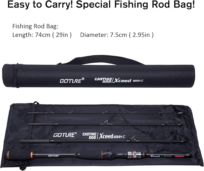 Goture 4-Piece Travel Carbon Fishing Rod M/MH Action 6.6-12ft Multi-Colors | Goture multi-spec travel fishing rods adopt upgraded high-grade carbon fiber blank with premium Fuji line guides