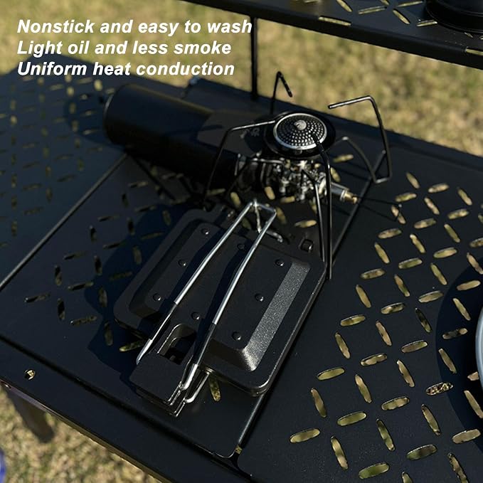 Fdit Camping Foldable Portable Sandwich Japanese Toast Double Sided Frying Pan Bread Clip Non stick Coated Baking Sheet for Outdoor