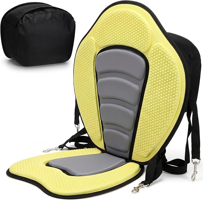 Vinsot Kayak Seat Cushion Universal Paddle Board Seat with Back Support Adjustable Non Slip Boat Chair Seats with 4 Straps and Storage Bag for Kayak Boat Sup Canoe