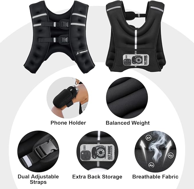 Weighted Vest Weight Vest for Men Women Kids Weights Included with Reflective Stripe, Body Weight Vests Adjustable for Running, Workout, Jogging, Walking
