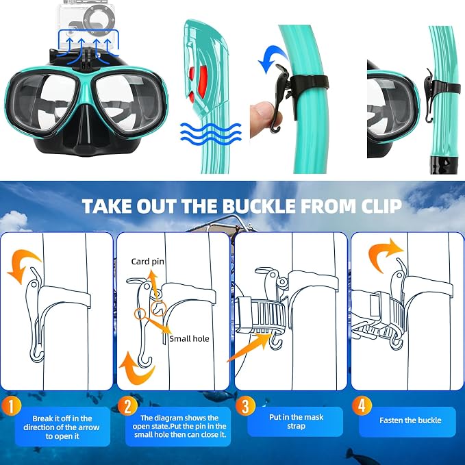Snorkeling Gear for Adults Youth, Nearsighted Anti-Fog Diving Mask & Silicone Dry Snorkel for Scuba Diving Spearfishing Freediving