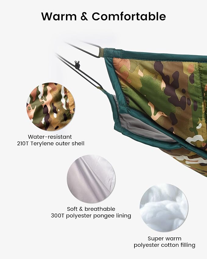 OneTigris Hideout Hammock Underquilt, Lightweight 4 Season Hammock Gear for Camping, Hiking, Backpacking, Travel, Beach, Backyard, Patio, Portable