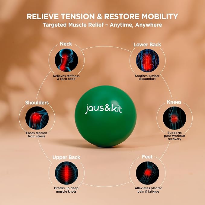 J&K 3.5 in Massage Ball for Back Pain – 2 Large Therapy Massage Balls – Trigger Point Relief and Myofascial Release – Rubber Ball for Physical Therapy