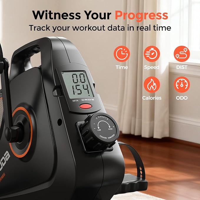 YOSUDA Under Desk Bike with 16-Level Magnetic Resistance, Mini Exercise Bike with Bluetooth App, Pedal Exerciser While Sitting for Office Workers & Seniors, for Home Exercise & Recovery