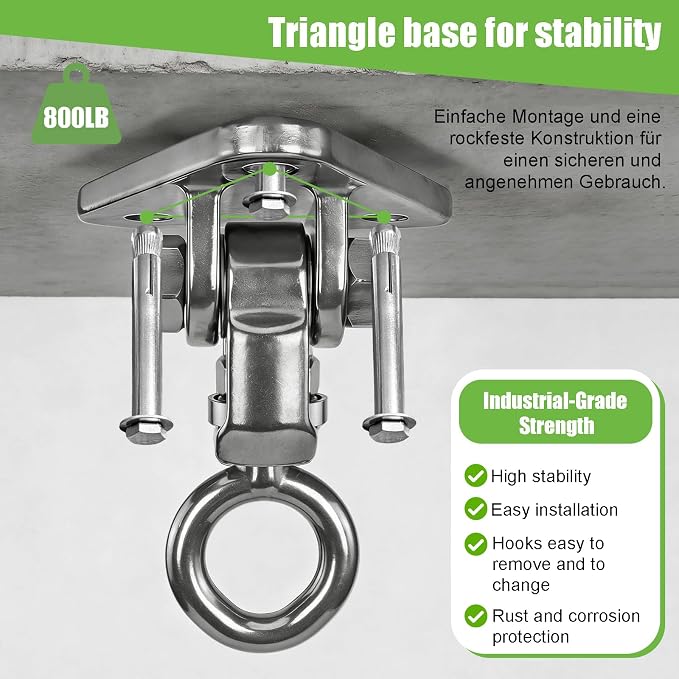 Heavy Duty Swing Hangers Kit, Hanging Snap Hooks Screws Bolt, Swing Set Bracket for Playground Porch Patio Yoga Seat Indoor Outdoor Ceiling Mount