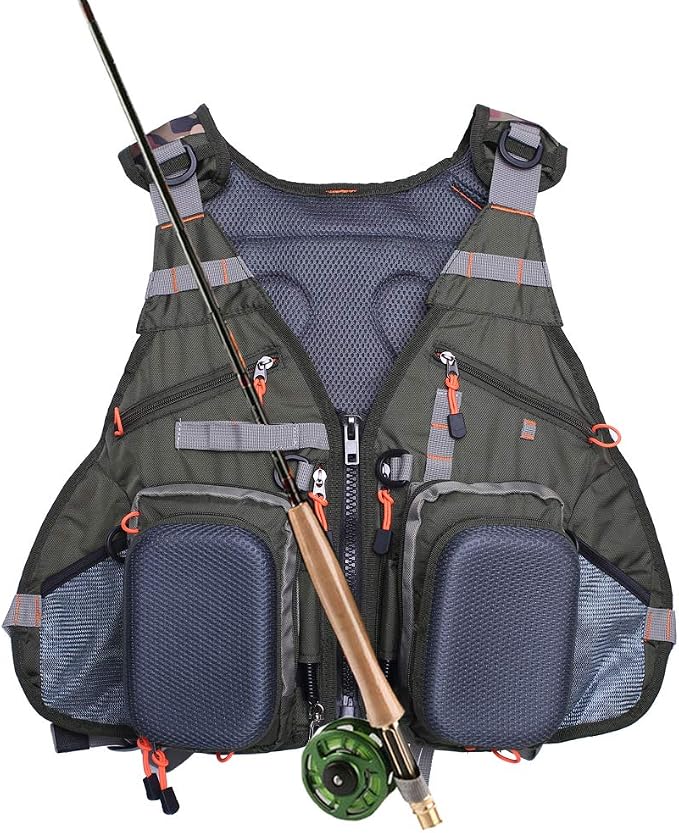 Waxaya Lightweight Fly Fishing Vest with Multi Pockets Adjustable Size Mesh Fishing Backpack for Men and Women