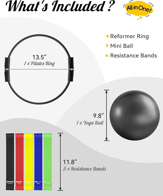 SUBCULTUREPICK Pilates Ring, Silicone Magic Pilates Rings, Lightweight & Durable Flexible Fitness Circle Exercise Equipment for Toning Arms, Thighs,Legs, Core,Yoga & Physical Therapy