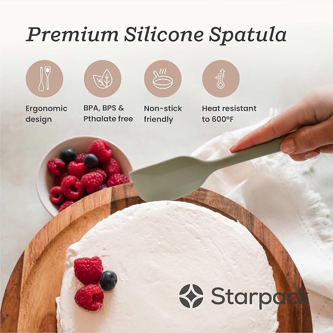 Starpack 'Scrape & Stir' Silicone Spatula (8.5 Inches) - Heat Resistant Spatula Set 600°F - Food Grade Kitchen Spatulas - Nonstick Baking and Cooking Spatula - LFGB Grade Rubber Spatula Set