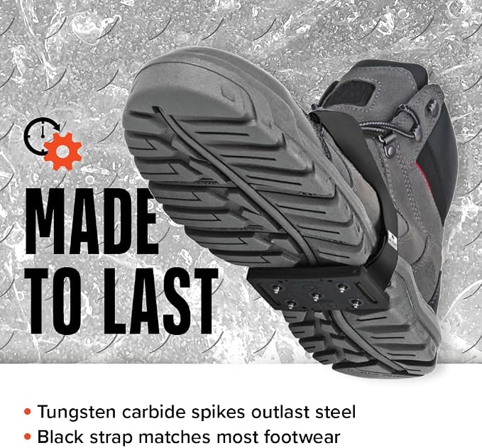 K1 Mid-Sole Ice Cleats for Men & Women - Rotatable Traction Aids For Winter Snow - Low Profile - Black