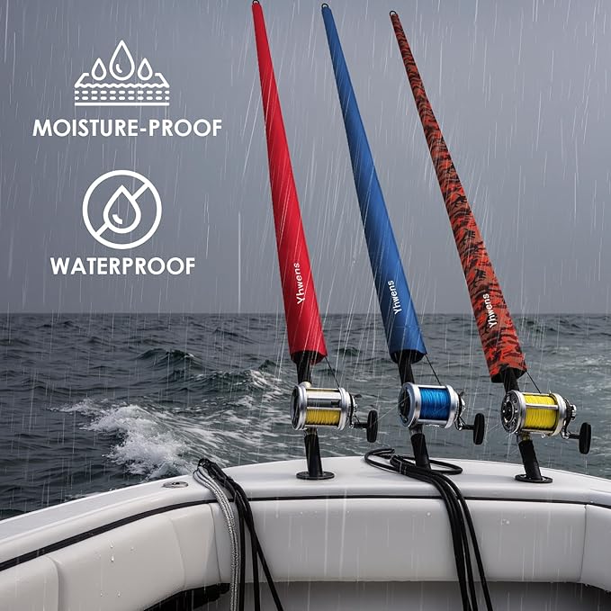 Neoprene Fishing Rod Sleeve Rod Sleeves Fishing Pole Sleeve Rod Socks for Fishing Poles Rod Cover Rod Protector Durable for Casting Spinning Trolling Sea Fishing Rod Storage