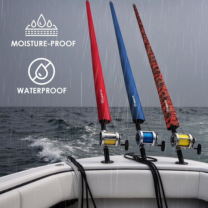 Neoprene Fishing Rod Sleeve Rod Sleeves Fishing Pole Sleeve Rod Socks for Fishing Poles Rod Cover Rod Protector Durable for Casting Spinning Trolling Sea Fishing Rod Storage