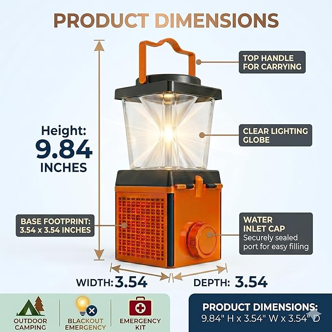 Environmentally Conscious Lighting, Saltwater Camping Lantern - Survival & Emergency Outdoor Ligh Simply add Salt Water to Activate The Light. It's that Easy