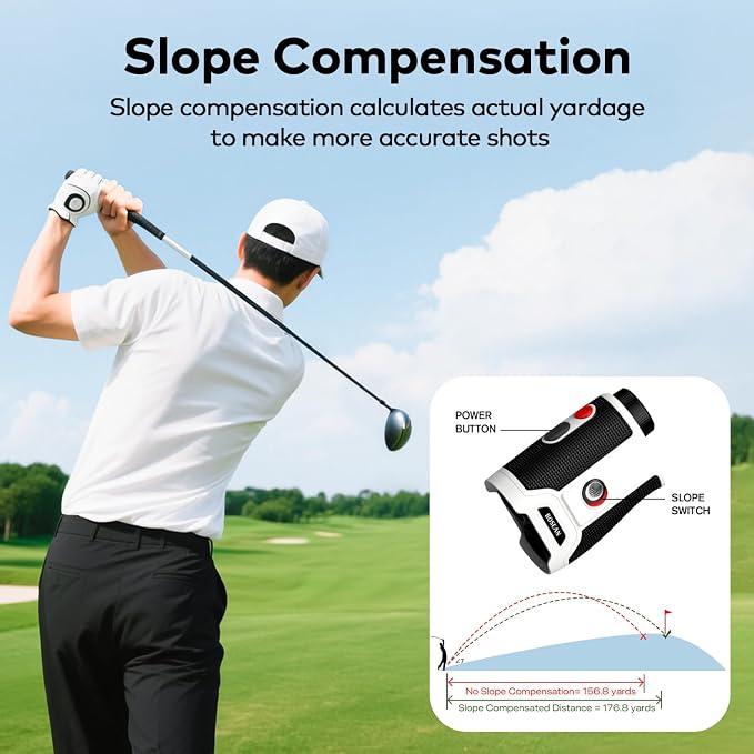 Golf Rangefinder with Slope and Magnetic, 1200/1500 Yards Range Finder Golf, 7X Magnification Flag Lock Vibration, Rechargeable Distance Measurement Device for Golfing Accessories