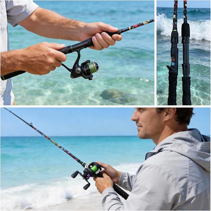 5’6" Ultra-Light Spinning Fishing Rod, Threaded Grip Gun Handle, Durable Composite Graphite & Glass Blank, Ceramic Line Guides, Sensitive Strike Detection for Freshwater & Inshore