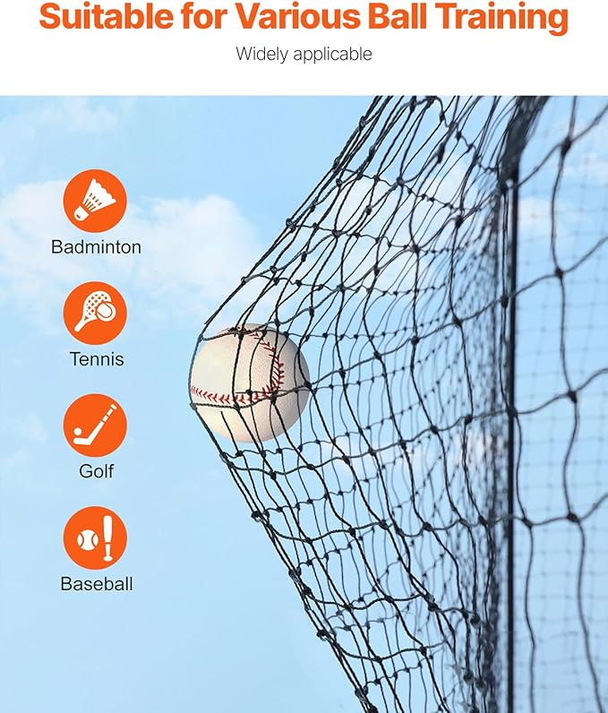 VEVOR Baseball Batting Cage,Professional Softball Baseball Batting Hitting Training Net,Heavy Duty Enclosed PE Practice Portable Pitching Cage Net&Carry Bag,for Backyard,Field,Indoor&Outdoor