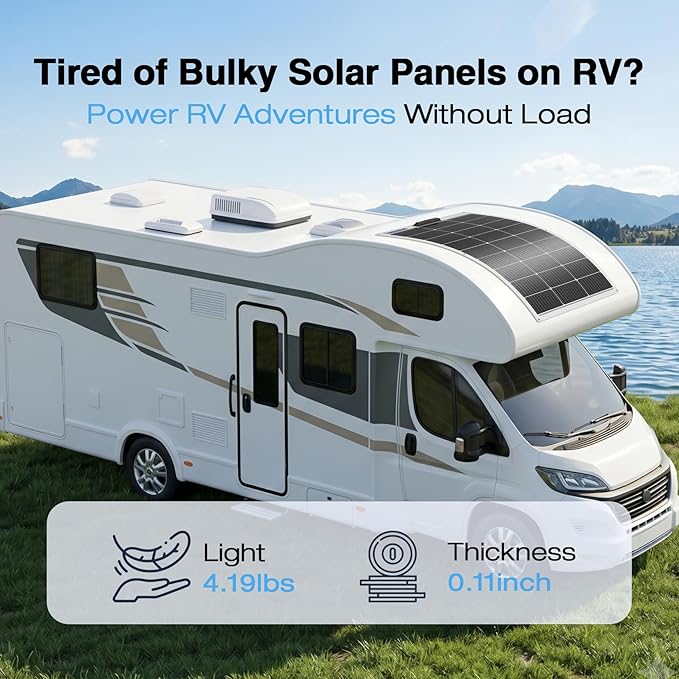 100W 12V Flexible Solar Panel 9BB Monocrystalline Cell 12 Volt Semi-Flexible for Marine RV Trailer Boat Cabin Van Car Uneven Surfaces 12V Battery Charge