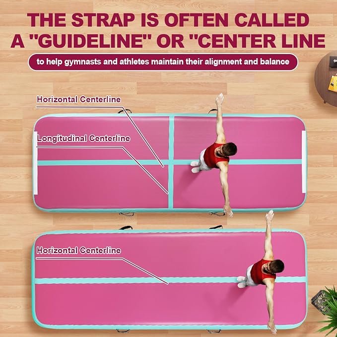 FBSPORT Inflatable Air Gymnastics Mat Training Mats 4/8 inches Thickness Gymnastics Tracks for Home Use/Training/Cheerleading/Yoga/Water with Pump