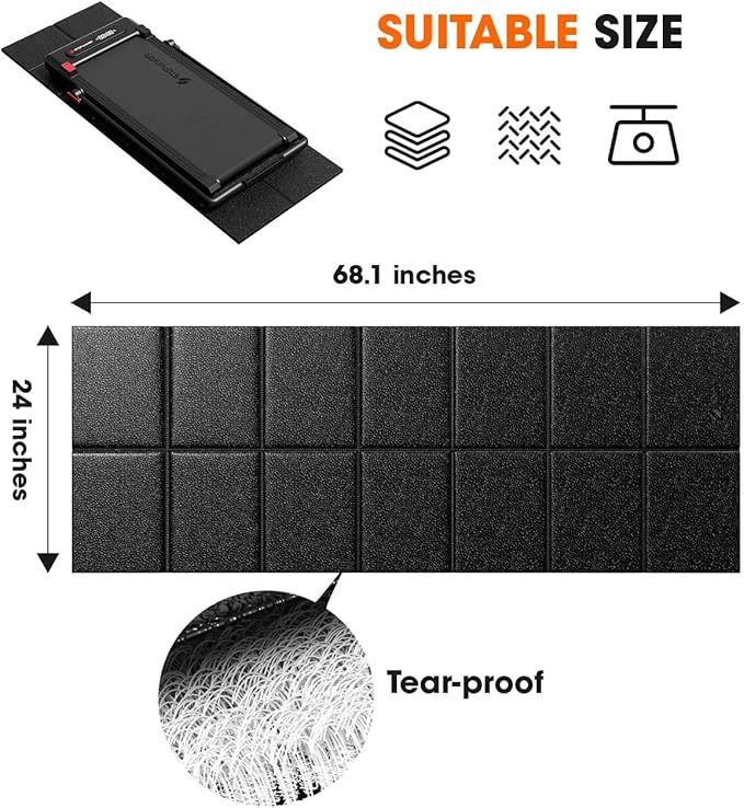 Stepwaver Walking Pad Mat for Carpet Floor, 68"x24", Treamill Mat for Hardwood Floors, High Density, 0.2" Thickness, Folable, Floor Protection for Bike, Elliptical, Treadmill