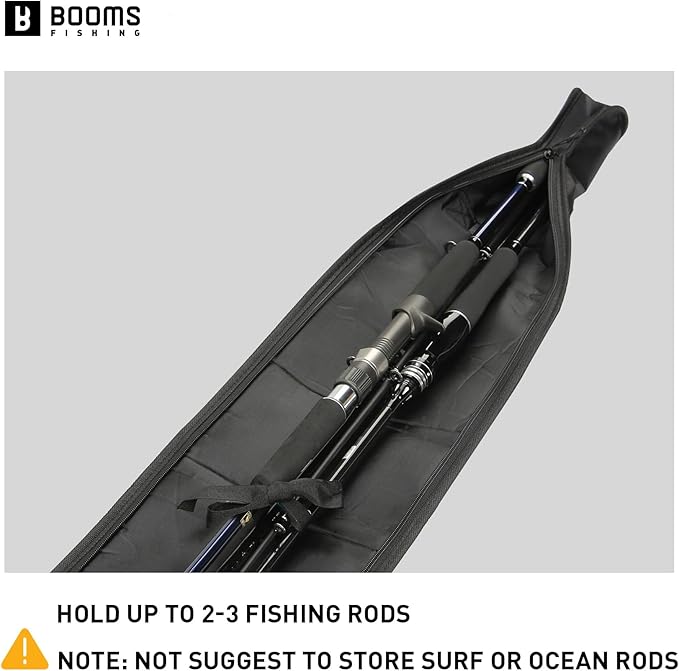 Booms Fishing PB3 6.3ft~7ft Expandable Fishing Rod Carry Case (Rod-Only, No Reel Space) – Portable Foldable Rod Bag with Padded Protection & Two-Way Zippers, Store Up to 2~3 Fishing Poles