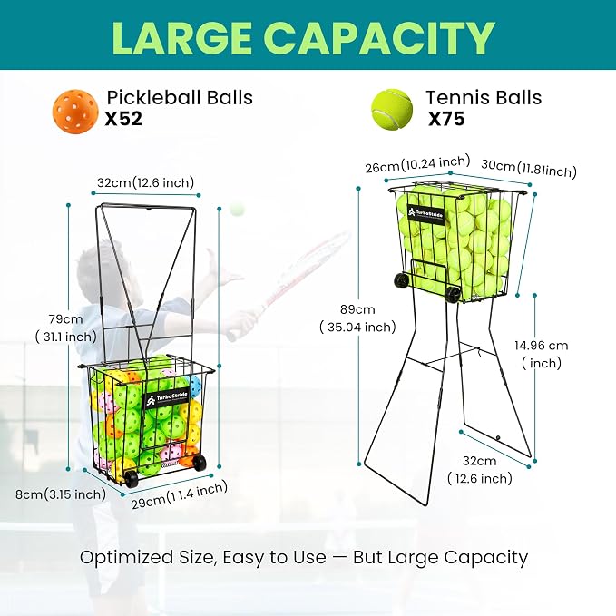Tennis Ball Hopper, Portable Pickleball Ball Basket for Pickup, Storage & Training (Large)
