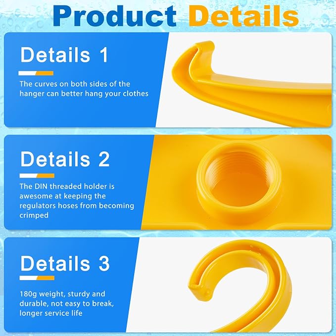 FoldTier Scuba Hanger BC Regulator Scuba Diving Wetsuit Hanger with Din Threads Vest Tactical Gear for Dry Clothes BCD Side Hanging