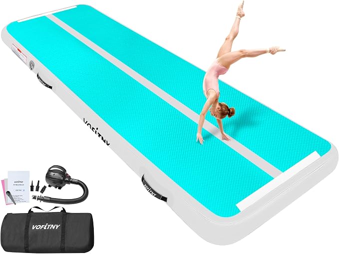 VOFiTNY All Purpose Gymnastics Mat 6.6/10/13/16/20 ft Sturdy Inflatable Tumble Track for Home/Gym