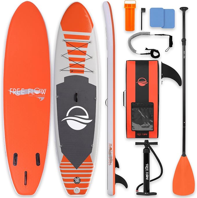 SereneLife 10’6" Inflatable Stand Up Paddle Board with Premium SUP Accessories - Wide Stable Design with Non-Slip EVA Deck Pad, for Youth and Adults, 350 lbs. Capacity