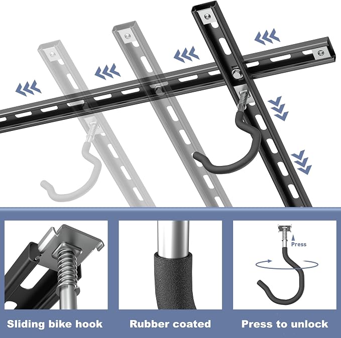 WALMANN Garage Ceiling Bike Rack, Adjustable Overhead Bicycle Storage System – Stores 3 Bikes Horizontally or 6 Bikes Vertically, Ceiling-Mount Bike Hanger for Road & Mountain Bikes