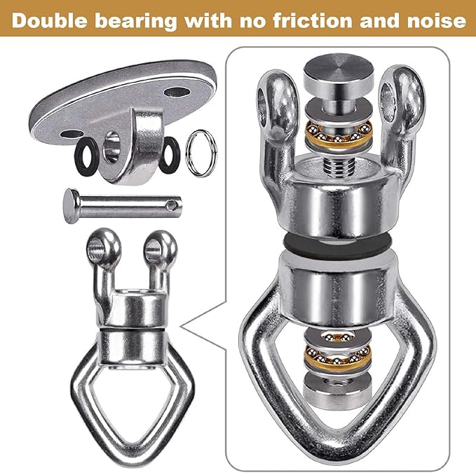 BeneLabel Swing Hanger with Bearing Swivel 800LB Capacity Stainless Steel Ceiling Mount Bracket Hanging Kit for Aerial Silks, Swings, Hammocks, Hanging Chair, Aerial Hoop, Heavy Bag, Yoga Swing