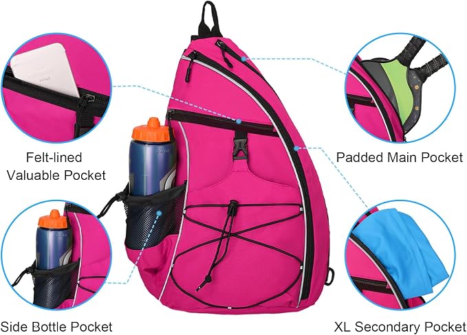 WOLT Pickleball Bag,Crossbody Sling Bags for Women Men,Pickleball Backpack with Fence Hook for Tennis, Racketball