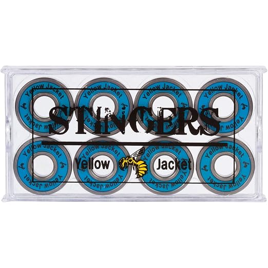 Yellow Jacket Premium Skateboard Bearings, Pro Longboard Bearings, 608, ABEC 11, Bomber Blue (Pack of 8)