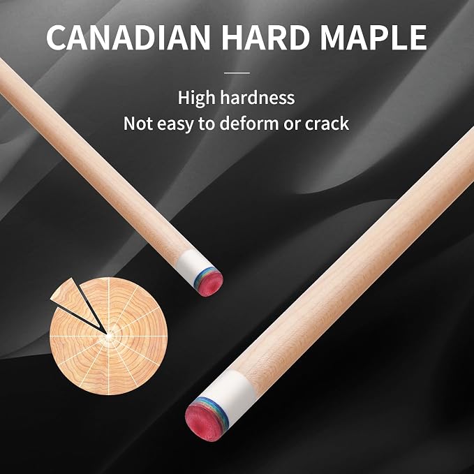 Kmise Professional Pool Cue Stick, 18 19 20oz Canadian Maple Cue Sticks, Low Deflection Shaft with Telescopic Carbon Fiber Extension Cue-Grid