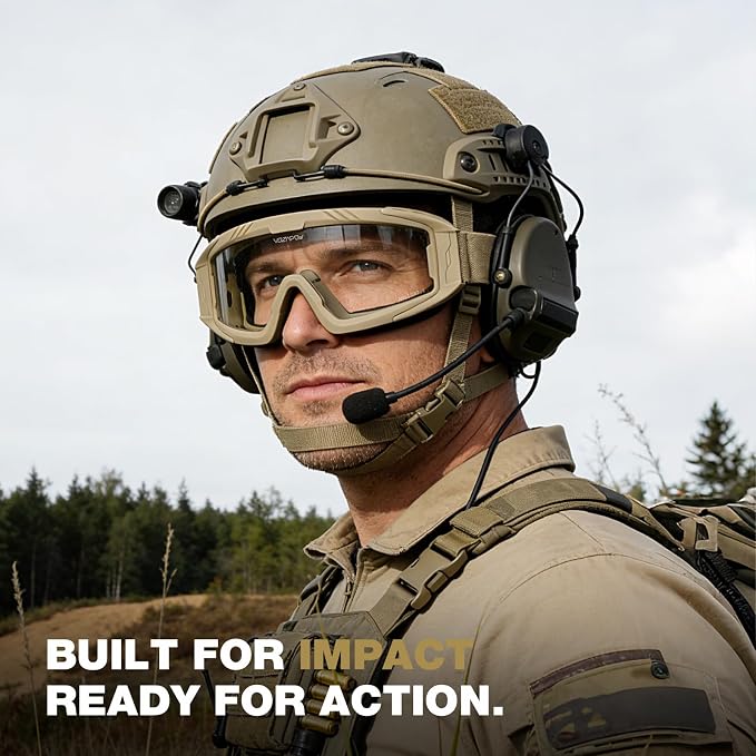 Airsoft Goggles OTG, ANSI Z87.1+ Anti-Fog Tactical Safety Goggles, Impact-Resistant Dust-Proof Eye Protection