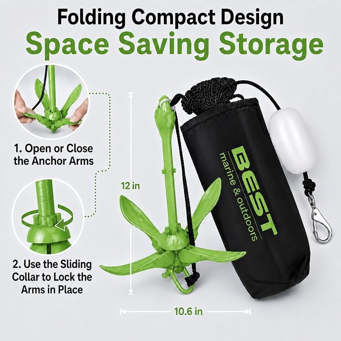 Best Marine and Outdoors Kayak Anchor, 3.5 Pound Anchor System Kit for Kayaks, Canoes, SUP Paddle Boards & Jet Skis, Fishing, Boating & Kayaking Accessories