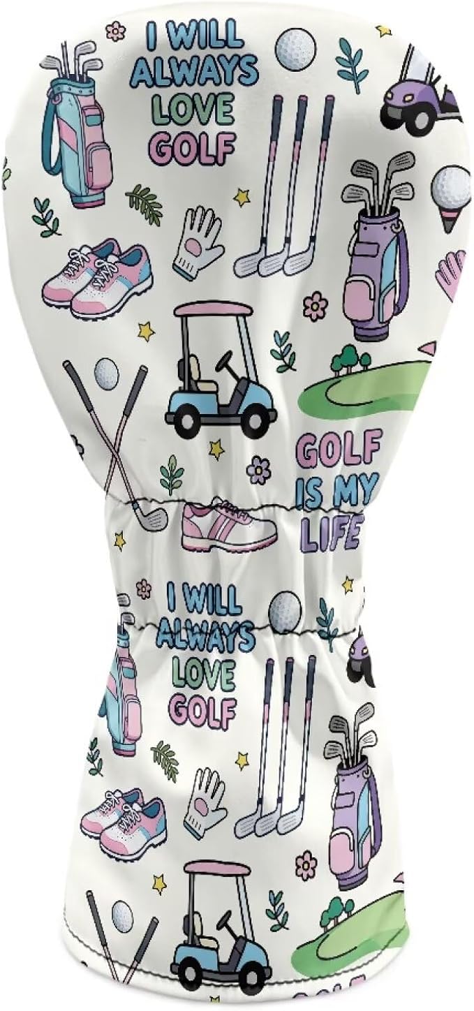 Rnyleeg Golf Club Head Covers for Women Driver Head Cover Leather Fairway Wood Headcover Hybrid Headcovers for Golf Clubs