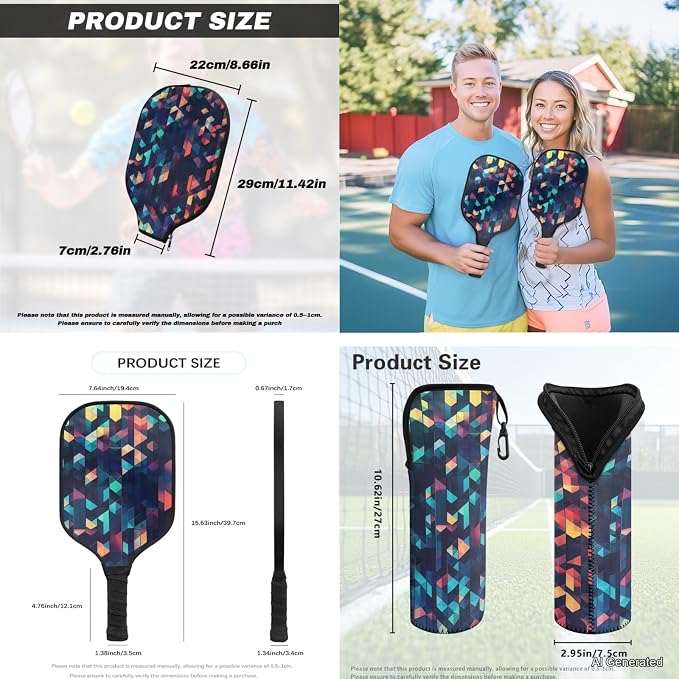 Pickleball Paddles Set 3PCS Pickleball Paddle Case Pickleball Racket Pickleball Bag Ideal for Beginners Gifts