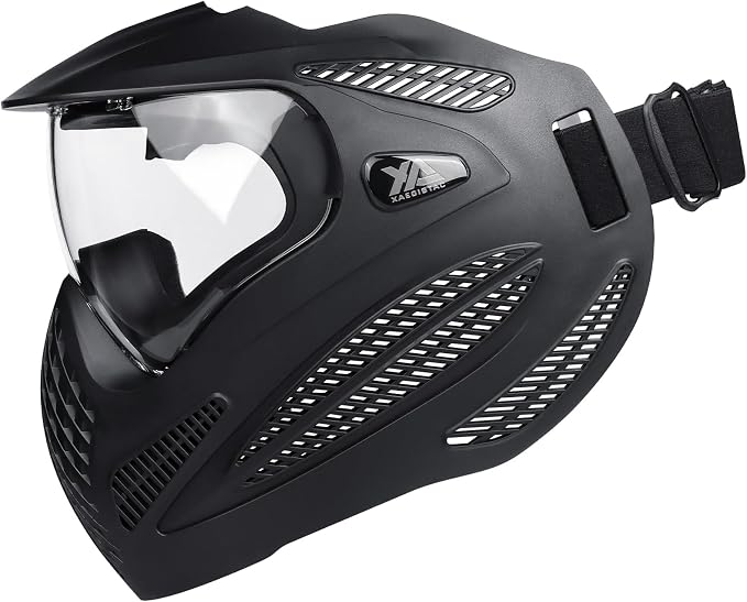 Xaegistac Paintball Mask-Intergrated Sun Visor Airsoft Mask, Wide Field of View, Anti Fog, Adjustable Headband for Paintball, Airsoft