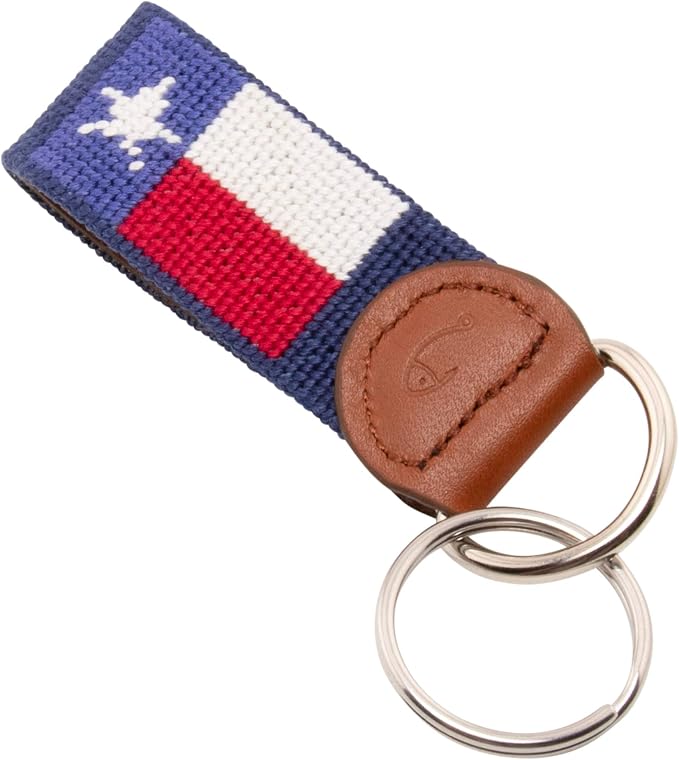 Leather Hand-Stitched Needlepoint Key Fob or Key Chain