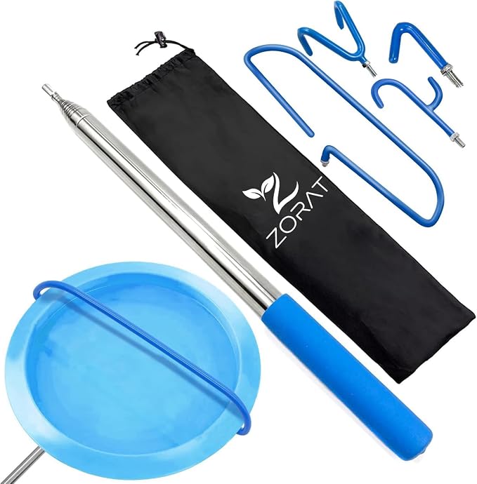 ZORAT 4-in-1 Disc Golf Retriever Pole, 16ft Telescopic Retriever Pole with 4 Hooks, Durable Rubber Handle & Carry Bag Disc Golf Retriever Disc Retriever to Retrieve Discs from Water, Trees & Bushes